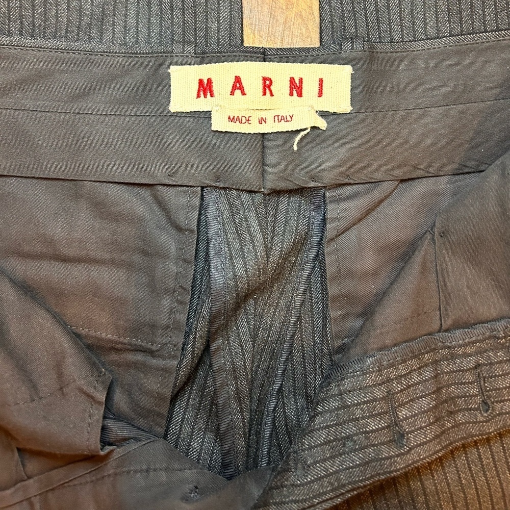 MARNI Wool Charcoal Pinstripe Trousers | Made in Italy | Size 48 (US 12) - Picture 6 of 9